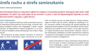 Znaki drogowe informują o wjeździe do strefy zamieszkania, gdzie piesi mają pierwszeństwo. Obowiązuje tam ograniczenie prędkości do 20 km/h.