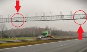 System odcinkowy pomiar prędkości a2. Kamery monitorują ruch na autostradzie.