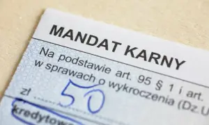 Fragment formularza mandat karny z kwotą 50 zł.