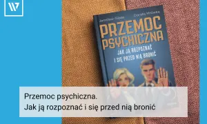 Okładka książki "Przemoc psychiczna. Jak ją rozpoznać i się przed nią bronić" na tle tkaniny.