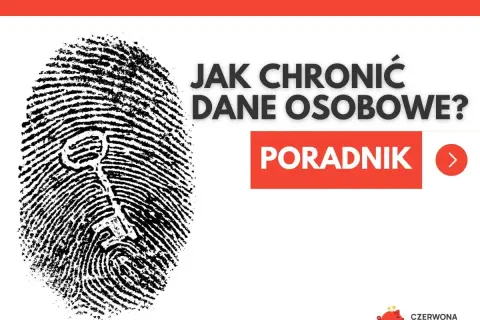 Odcisk palca z kluczem i napisem "Jak chronić dane osobowe? Poradnik".