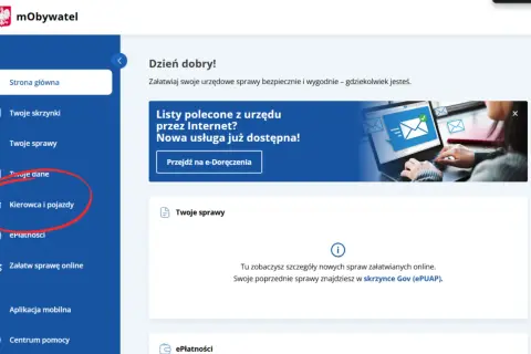 Gdzie sprawdzić punkty karne? Kliknij "Kierowca i pojazdy" na stronie mObywatel.