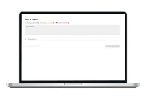 Formularz do napisania wiadomości dla sygnalisty. Można wybrać opcję "Dziękujemy za zgłoszenie", "Potrzebujemy więcej czasu" lub "Dziękujemy za pomysł".