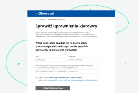 Strona mObywatel pozwala sprawdzić, czy trzeba mieć przy sobie prawo jazdy, wpisując dane z dokumentu.